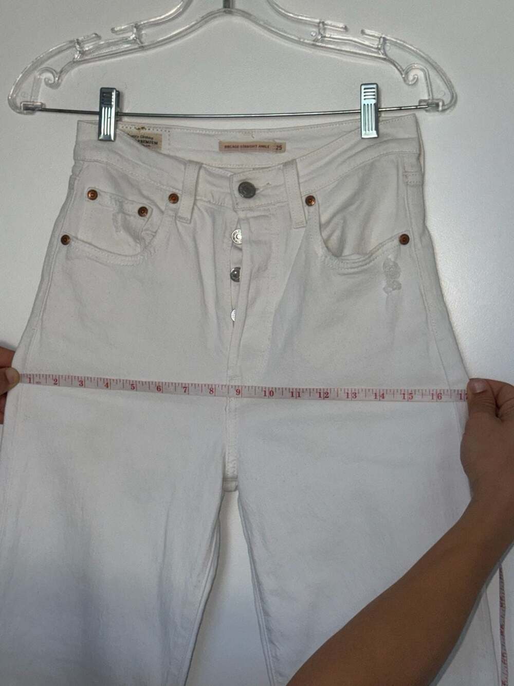 Levi's Premium Ribcage Straight Ankle White Jeans Size 25 - Picture 6 of 11
